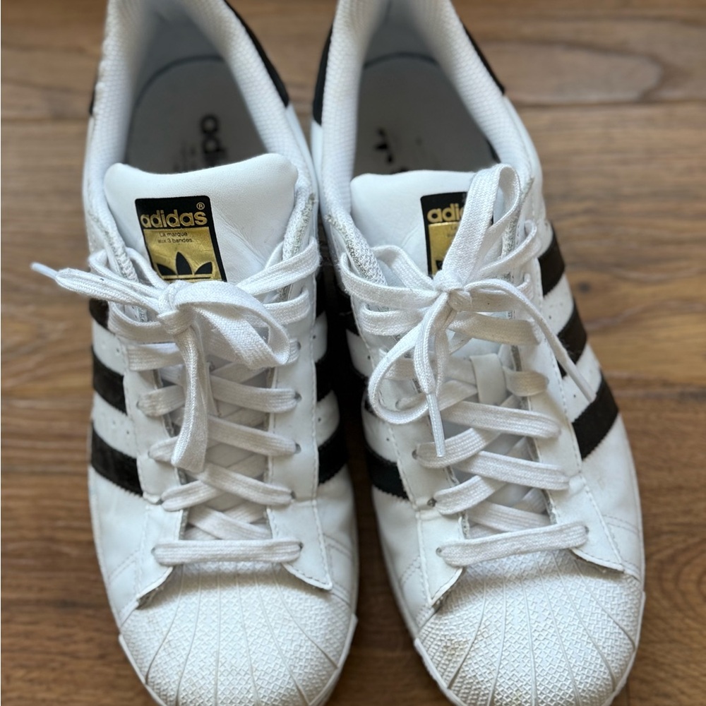 Adidas Classic White with Black Stripes Shoes